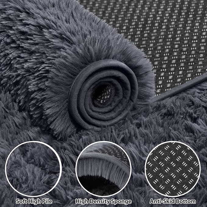Area Rug for Living Room Bedroom: 4x6 Soft Fluffy Shag Rugs Upgrade Non-Slip - Image 5