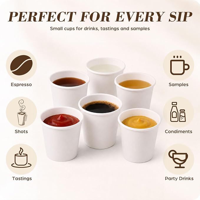 300 Pcs Mini Coffee Cups Brown Culture Cup 2oz Disposable Bathroom Cups Paper - Image 5