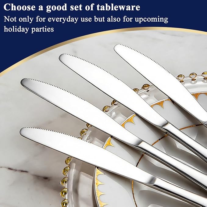 Berglander Dinner Knives Set Of 4, Stainless Steel Butter Knife Spreader 9.17" - Image 7