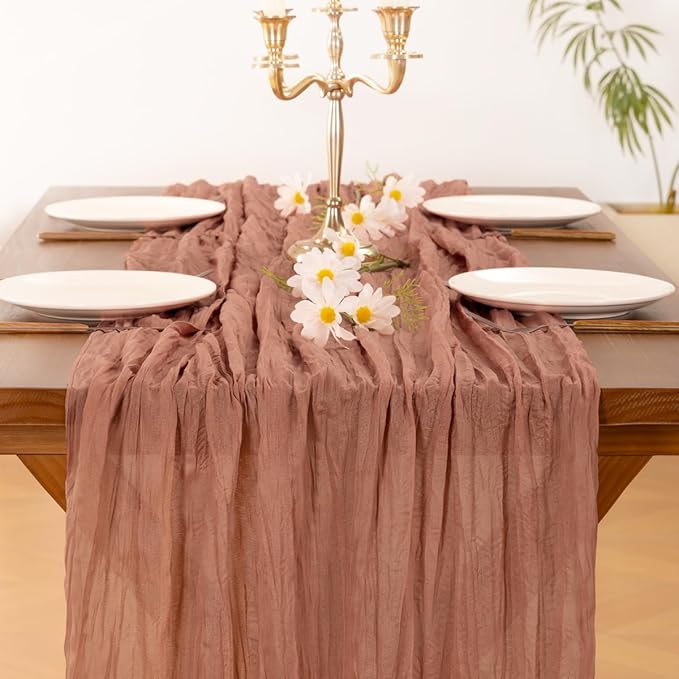 Cheesecloth Table Runner Summer Boho Wedding Birthday Party Home Decor | Dusty - Image 2