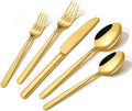 Gold Silverware Set, 20 Piece Flatware Cutlery Set by KINGSTONE