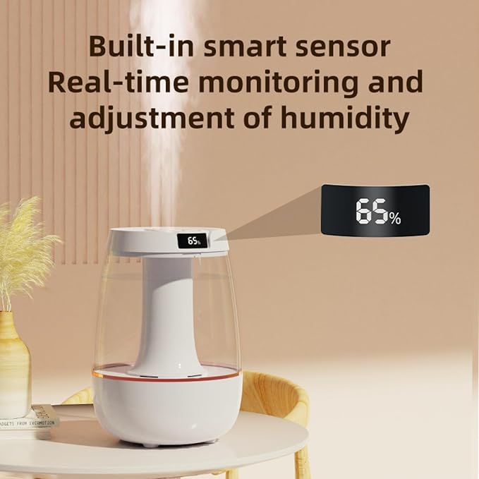 Humidifier for Bedroom, 3L Cool Mist Humidifiers with 25dB Quiet Air Humidifier with Night Light Waterless Auto Shut-Off for Home Baby Office Travel