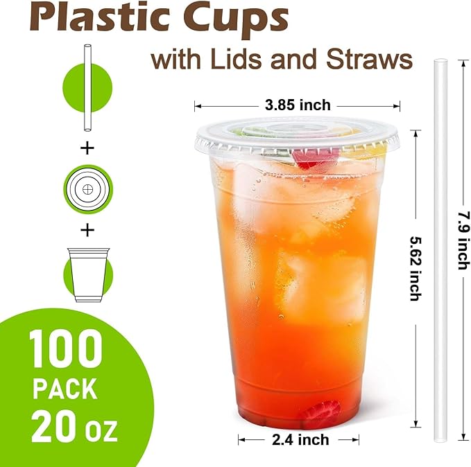 Clawsoff 100 Pack 20 oz Disposable Clear Plastic Cups - Image 2
