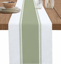 Sage Green Stripe Table Runners 108 inches Long, Linen Boho Table Runner by Futuregrace