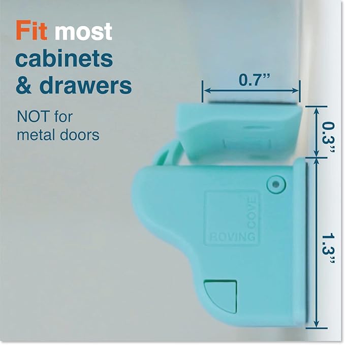 Ergonomic Magnetic Keys - RovingCove Universal Magnet Key for Cabinet Drawer Locks, Patented One-Handed Operation, Ivory White, 2 Ring Keys