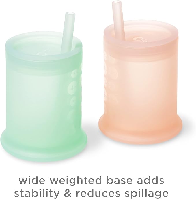 Olababy Silicone Training Cup with Straw Lid | Babies Water Drinking Cup | 6+ Mo Infant To 12-18 Months Toddler | Sippy Cup For Kids & Smoothie Cup | Baby Led Weaning (Kiwi, 5 oz)
