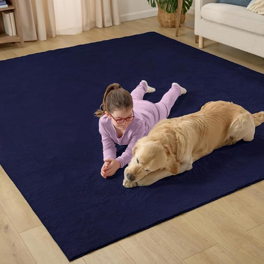 GORILLA GRIP Ultra Soft Washable Area Rug, Stain and Slip Resistant Plush Thick Carpet for Bedroom Living Room, No Shed Floor Rugs, Pet Friendly, Dorm Essentials, Kids Nursery Home Decor 3x2 Navy Blue