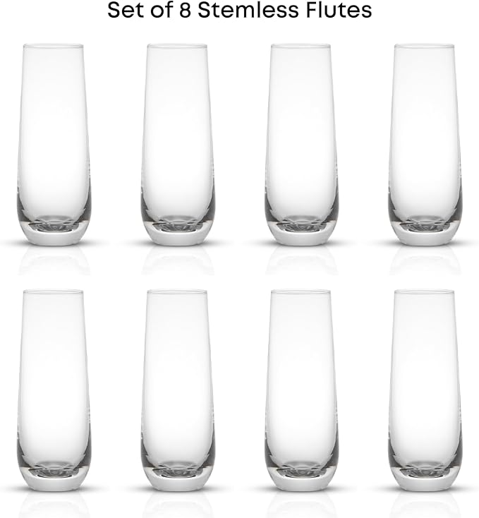 JoyJolt Milo Stemless Champagne Flutes Set of 8 Crystal Glasses. 9.5oz Prosecco - Image 3