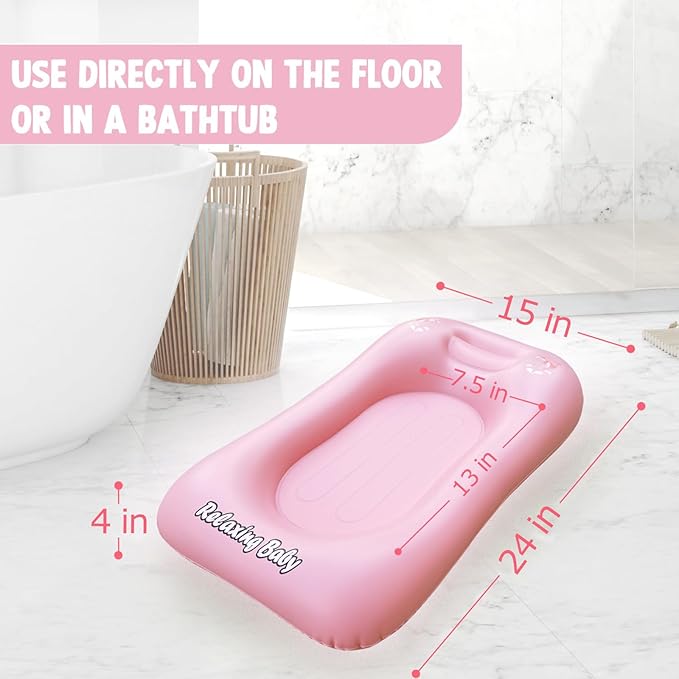 I Inflatable Baby Bathtub, Baby Tubs for Newborns to Toddlers, Infant Bathtub for Baby Travel Essential for Age from 0 to 6 Months,Baby Lounger Pillow for Newborn