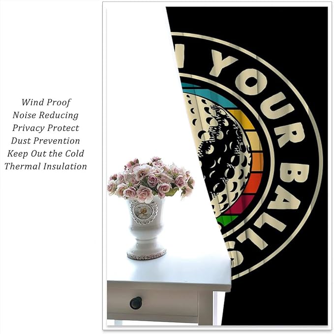 Golf Blackout Curtains for Boy Girl Room Darkening Decor,Sport Theme and White Motto Dark Background Bedroom Living Room Home Rod Pocket Thermal Insulated Window Curtain/Drapes Panel,42x45 Inch…