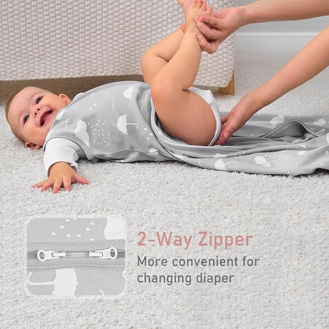 Yoofoss Baby Sleep Sack 6-12 Months Wearable Blanket for Babies 100% Organic Cotton 2-Way Zipper TOG 0.5 Toddler Sleeping Sack 3 Pack, Comfy Lightweight Sleep Sacks
