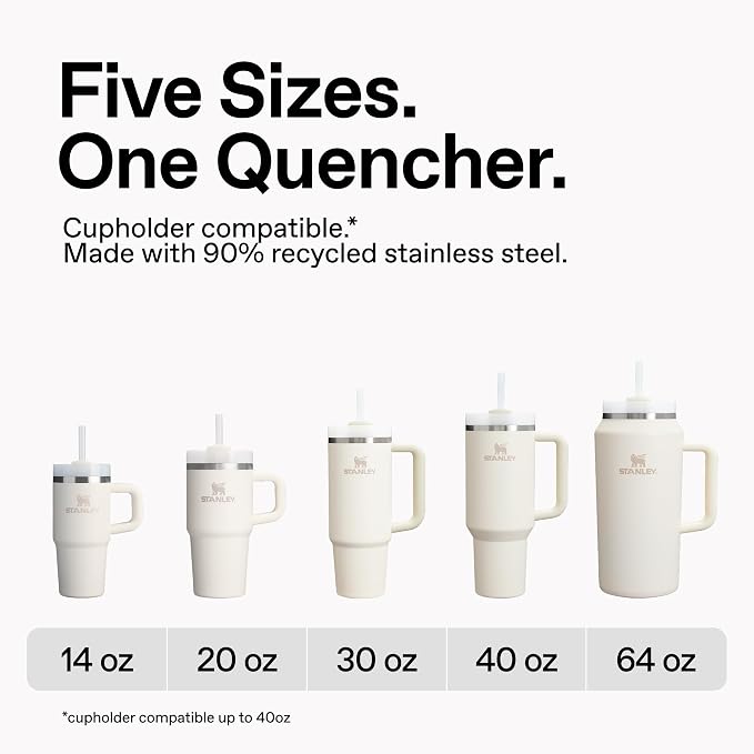 STANLEY Quencher H2.0 Flow State Tumbler, 64 oz, Ash | Handle and Straw | - Image 4
