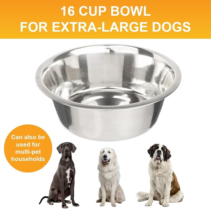 Neater Pet Brands 16 Cup Stainless Steel Dog Bowls, 1 Single Large Dog Water - Image 2