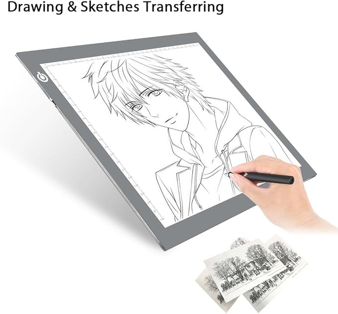 LitEnergy Portable A4 LED Copy Board Light Tracing Box, Silver Ultra-Thin Adjustable USB Power Artcraft LED Trace Light Pad for Tattoo Drawing, Streaming, Sketching, Animation, Stenciling