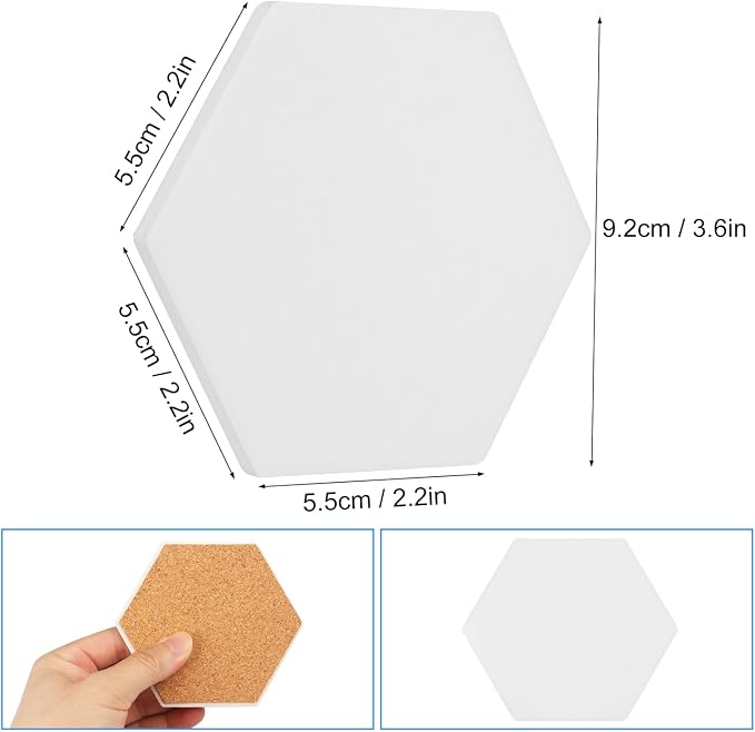GNIEMCKIN 40 Pieces 3.75 Inch Hexagon Blank Ceramic Coasters, Unglazed | - Image 2