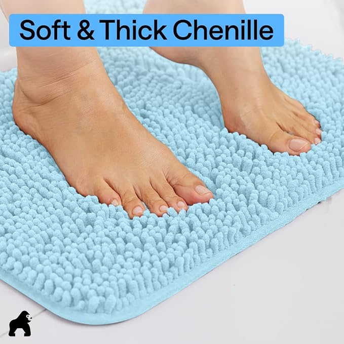 GORILLA GRIP Plush Absorbent Shaggy Chenille Bath Rug Mat - Image 5