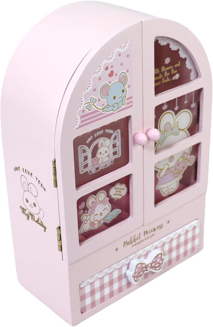 jewelry box for girls Pink Cute bunny girls jewelry box Little girl birthday christmas Gift kids jewelry box