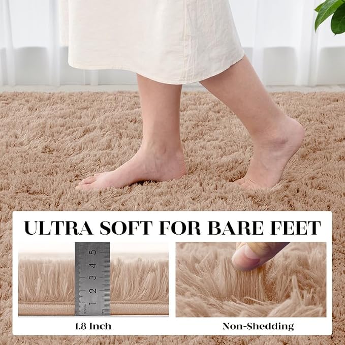 Area Rug for Living Room Bedroom: 5x7 Soft Fluffy Shag Rugs Upgrade Non-Slip - Image 6