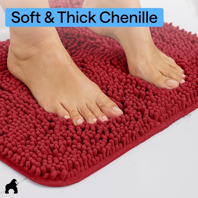 GORILLA GRIP Bath Rug Mat 60x24, Thick Soft Absorbent Chenille, Quick Dry - Image 4