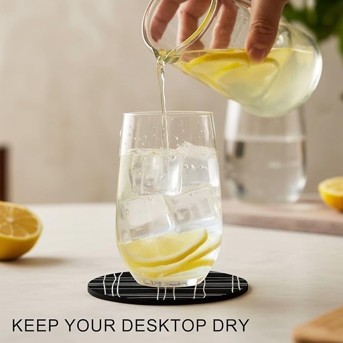 Simple Grid Coasters Set of 4, Absorbent Coasters - Image 2