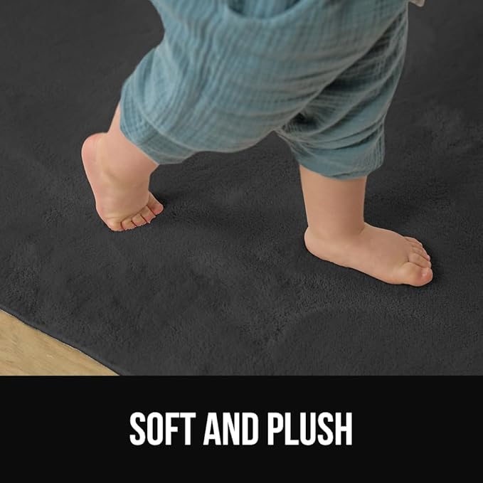GORILLA GRIP Ultra Soft Washable Area Rug, 8x10, Stain and Slip Resistant Plush Thick Carpet for Bedroom Living Room, No Shed Floor Rugs, Pet Friendly, Dorm Essentials, Nursery Home Decor, Dark Gray