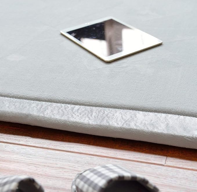 Loartee Coral Velvet Crawling Rugs & Play Mat (6'8"x 6'8", Gray) for Toddler Children & Yoga Exercise