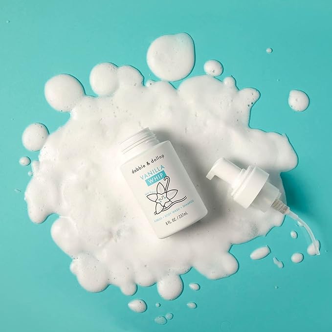 Dabble & Dollop Coconut + Vanilla Body Wash & Shampoo – 3-in-1 Natural Bubble Bath for Kids, Made in USA, No Parabens or Sulfates, Vegan, Gluten-Free, Tear-Free (2-Pack)