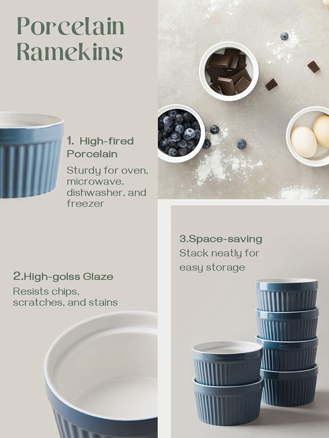 DOWAN 8 oz Porcelain Ramekins Bowls - Image 8