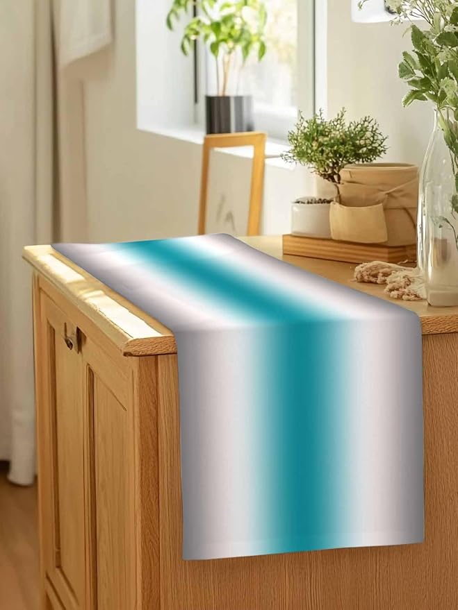 Turquoise Gray Ombre Table Runners 70 Inches Long, Farmhouse Teal Gradient - Image 7