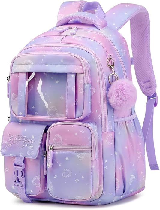Kids Backpack for Girls - School Bags for Middle School Students - Book Bag for Elementary Primary - Kawaii Ita Backpack - Purple
