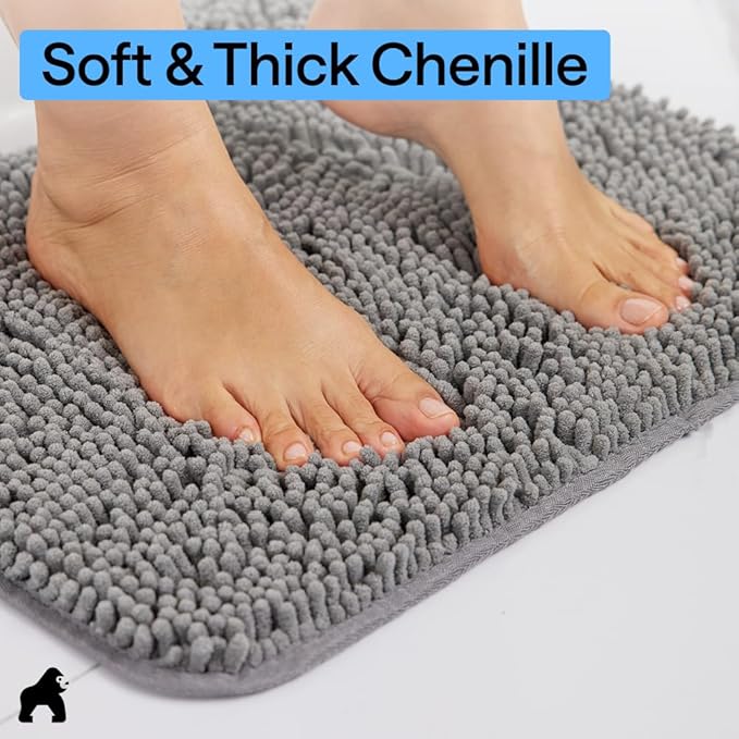 GORILLA GRIP Bath Rug Mat 48x24, Thick Soft Absorbent Chenille, Quick Dry - Image 4