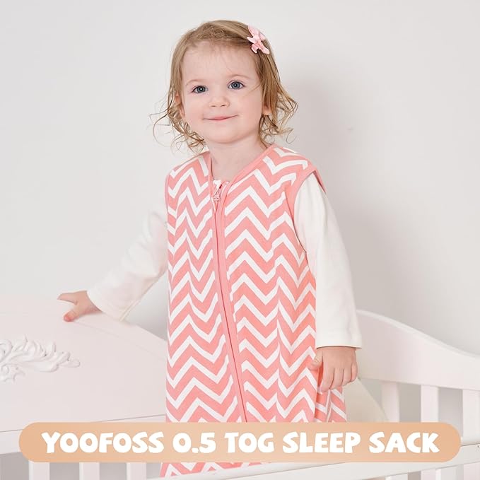 Yoofoss Baby Sleep Sack 18-24 Months Baby Wearable Blanket 100% Organic Cotton 2-Way Zipper TOG 0.5 Toddler Sleeping Sack, Lightweight (X-Large)