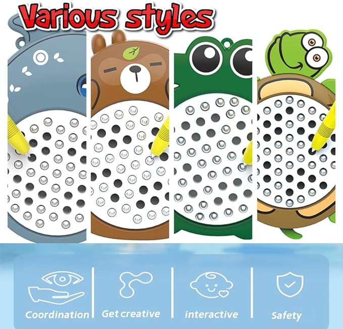 1PCS Sea Otter Magnetic Drawing Board for Kids & Toddlers with Beads and Magnet Stylus Pen - Magnetic Travel Toy for Airplane & Car Ride Activities for Kids