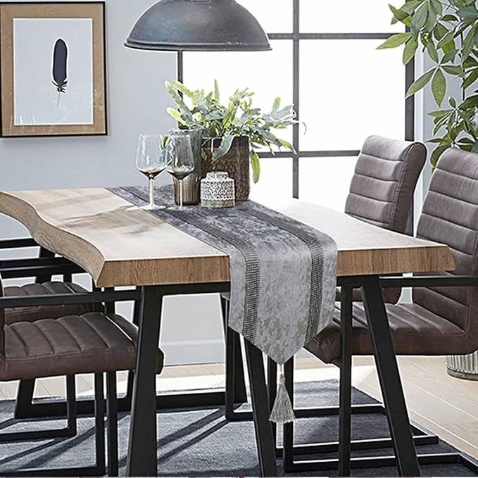 Elegant Grey Table Runner, Ombre Velvet, Modern Style - Image 6