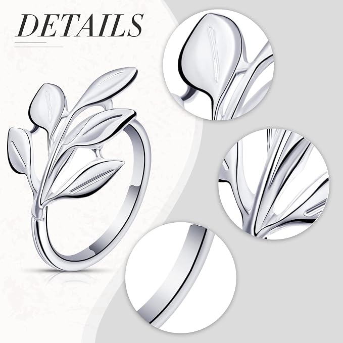Hotop Set of 24 Leaf Napkin Rings Silver Metal Napkin Rings Holders Bulk - Image 3