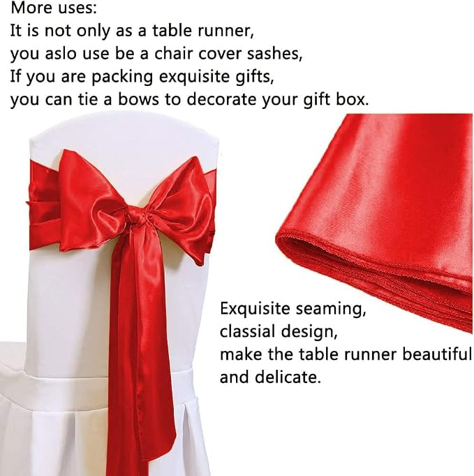 Red Table Runners 20 Pack 12x108 inch Silk Satin Smooth Fabric | Satin Table - Image 3