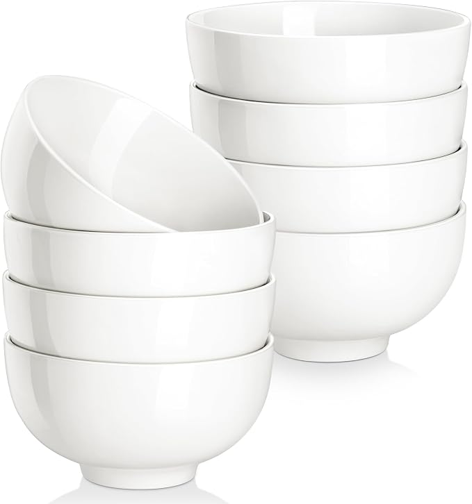 MALACASA Small White Bowls Set of 8, 10 Oz Ice Cream Bowls by MALACASA