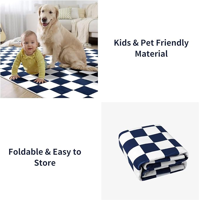Terrug Navy and White Checkered Rug - Image 5
