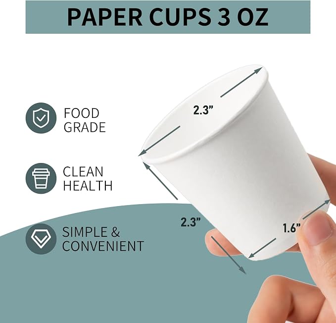 RACETOP 3 oz Bathroom Paper Cups, Disposable Paper Cups, Small Mouthwash Cups - Image 4