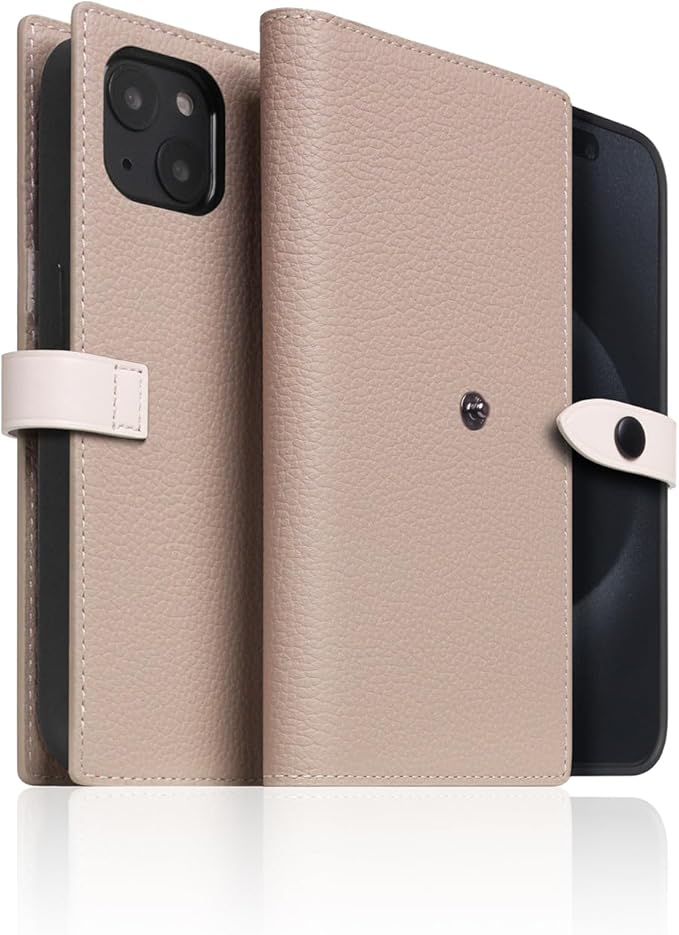 D8 Edition Full Grain Leather Wallet Case for iPhone 15 Plus - [2-in-1] Handcrafted Detachable Diary Style with Magnetic MagSafe Back Cover and Snap Closure, Gift Box Included (Light Cream)