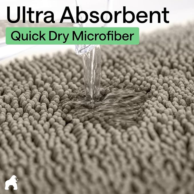 GORILLA GRIP Bath Rug Mat 60x24, Thick Soft Absorbent Chenille, Quick Dry - Image 5