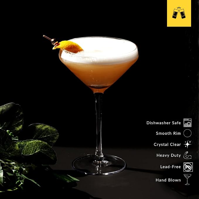 LEMONSODA Hand Blown Nick & Nora Cocktail Martini Glasses, Cosmopolitan - Image 2