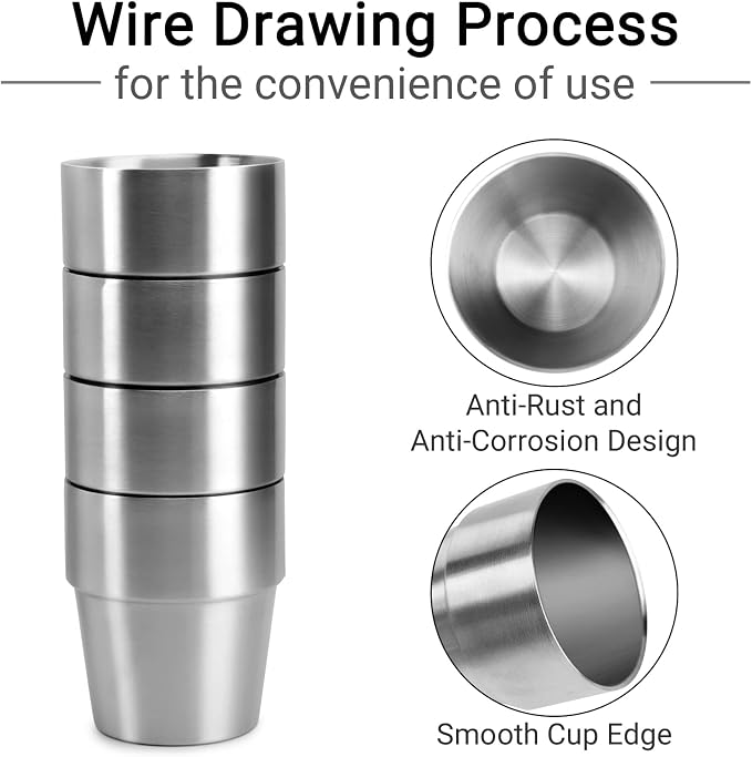 Beasea Stainless Steel Insulated Cup, 10 oz Stackable Stainless Steel Cups Set - Image 4
