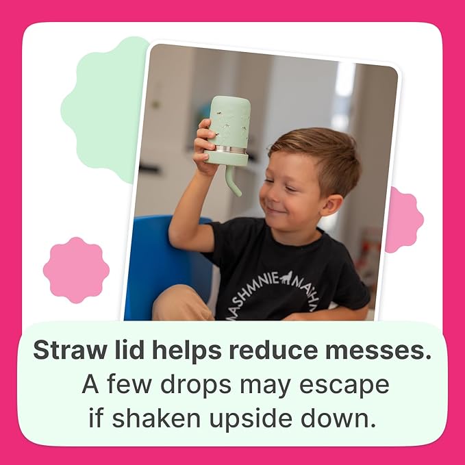 Pandaloo® Smoothie Cups for Kids - Stainless Steel Toddler Tumbler with Straw, Sippy Cup for Smoothies - BPA-Free, Toddler Snack Cups, 10 oz