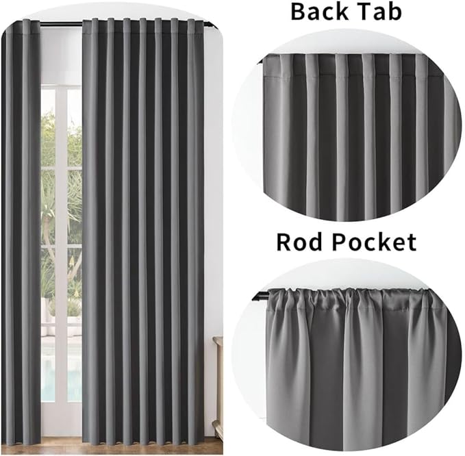 Joydeco Custom Blackout Curtains for Bedroom, 1 Panel Room Darkening Curtains & Drapes for Living Room Window Rod Pocket Back Tab (Custom Size,Light Grey)