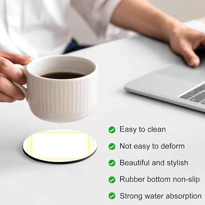 Coasters Set of 6, Modern Simple Stripes Lines Pattern Absorbent Cup Coaster - Image 2