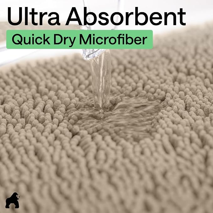 GORILLA GRIP Bath Rug Mat, Thick Soft Absorbent Chenille, Quick Dry Microfiber - Image 5