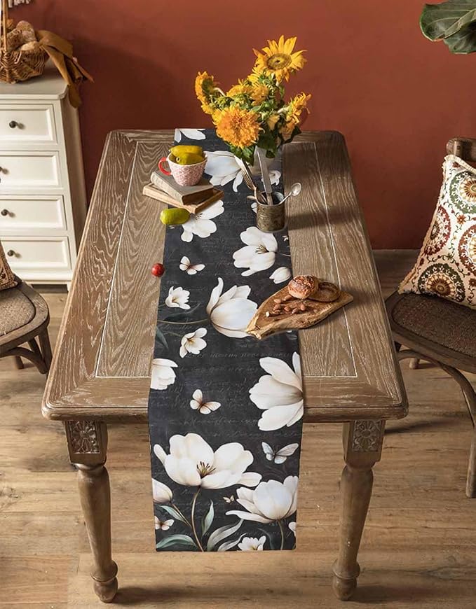 Farmhouse Floral Table Runners 60 Inches Long, Cotton Linen Fabric Table Runner - Image 4