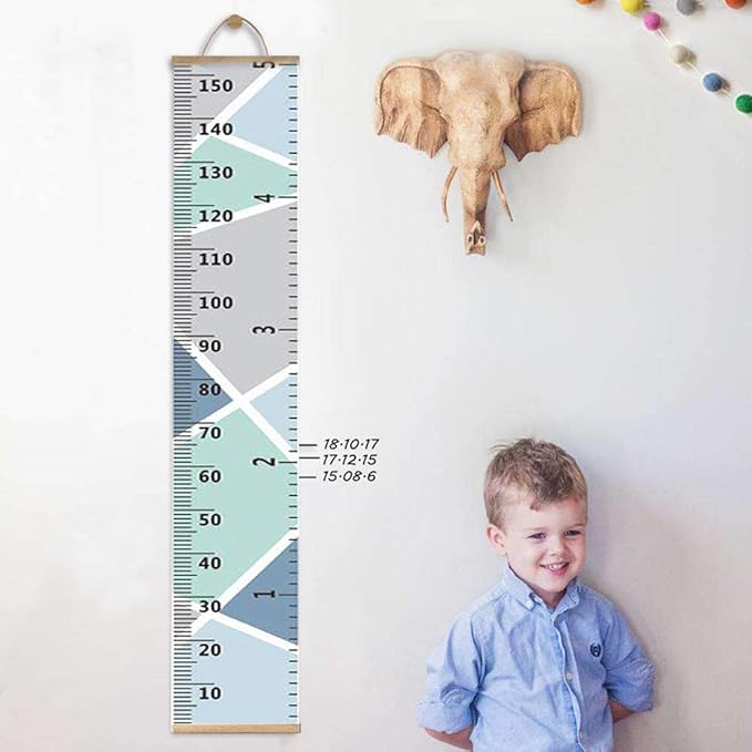 Growth Chart Wall Hanging, Portable Kids Wall Ruler Removable Height Measure Chart for Boys Girls Growth Ruler from Baby to Adult for Child's Room Decoration 79''7.9''