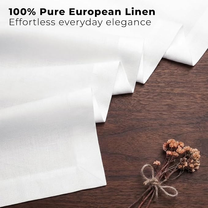 Classic Linen™ by D'Moksha White Table Runner 90 Inches Long, 100% Pure Linen - Image 2